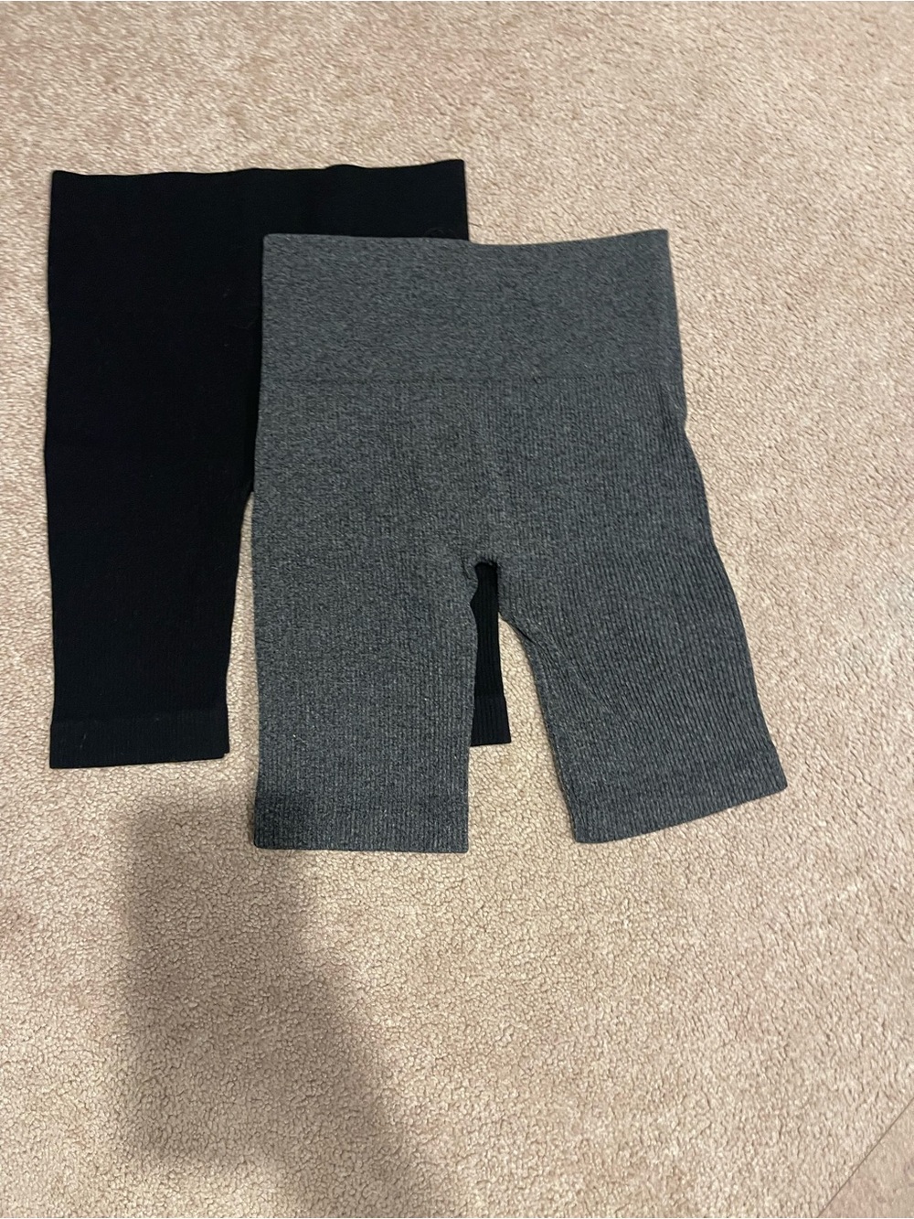 Kids Ribbed Biker Shorts - Black & Charcoal